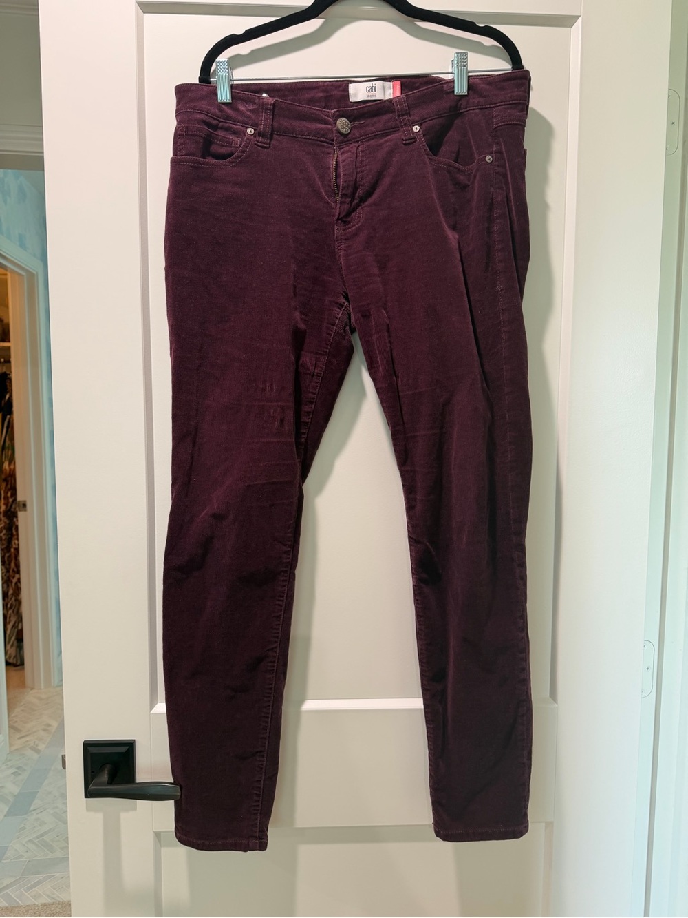 CAbi Women's Skinny Corduroy Jeans in Plum